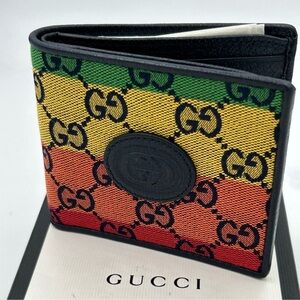 Gucci multicolor canvas/leather bifold wallet made in Italy